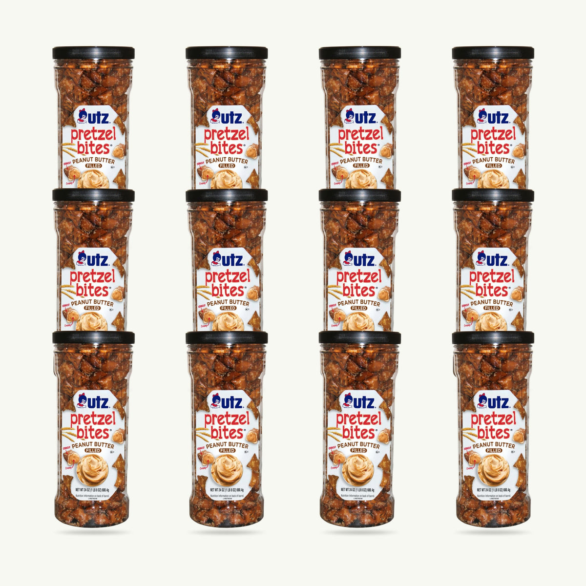 Utz Peanut Butter Pretzel Bites 24oz barrel — 12-pack