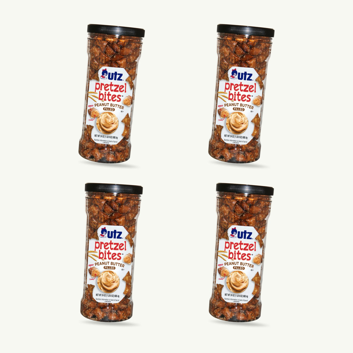 Utz Peanut Butter Pretzel Bites 24oz barrel — 4-pack