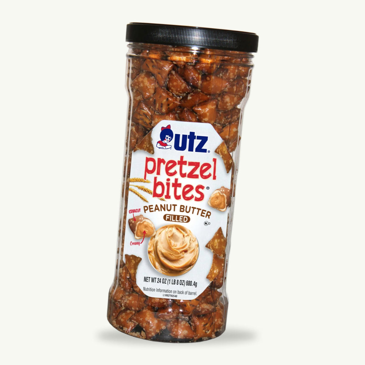 Utz Peanut Butter Pretzel Bites 24oz barrel — hero