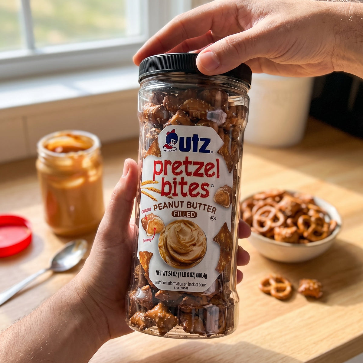 Utz Peanut Butter Pretzel Bites 24oz barrel — ugc scene