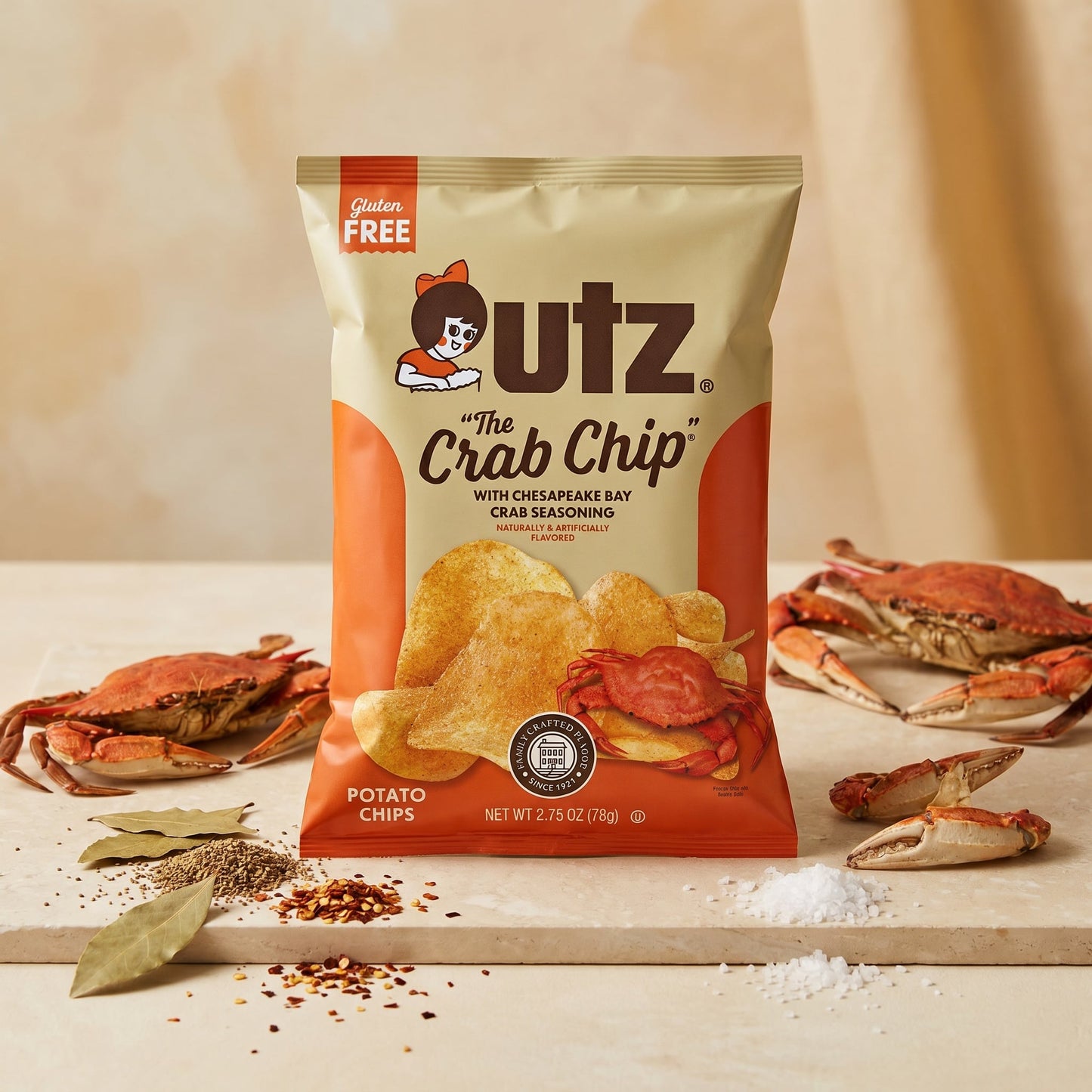 Utz Potato Chips Variety Pack – Original (4), Crab Chip (4) – Potato Chip Variety Packs – 8 Bags